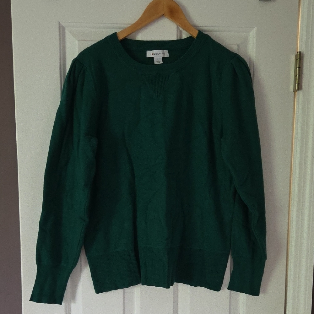 Green Sweater, Puffed Sleeve Detail